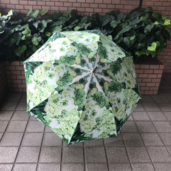 紫陽花ハンドメイド2024　傘人気№４ 雨傘　Green Bouqet　Bタイプ 4枚目の画像