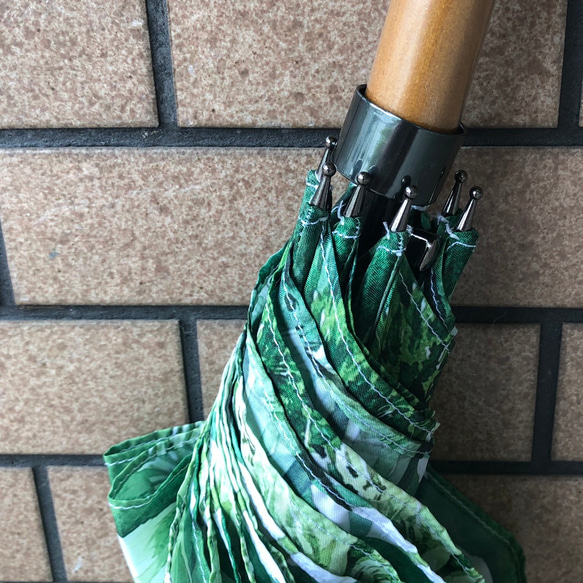 傘人気№４【受注生産】雨傘　Green Bouqet　Bタイプ　紫陽花ハンドメイド2024 6枚目の画像