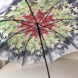 【訂做】日本風秋葉傘 綠灰色 雨季對策 2023 第6張的照片
