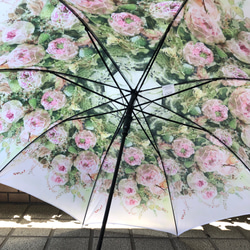 定做的TIATORO秋季綻放的粉紅玫瑰和棉質雨傘 第7張的照片