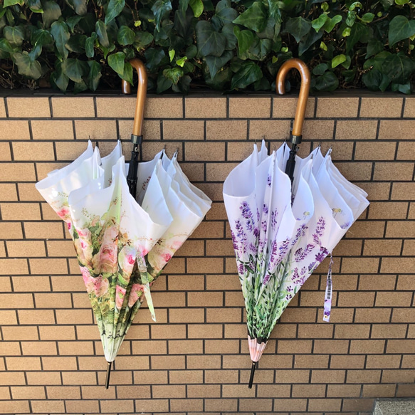 受注生産　TIATORO　秋に咲くピンクのバラと綿の雨傘 8枚目の画像