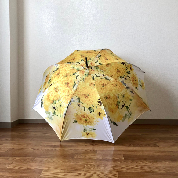 　雨に濡れない大きめサイズ  シティーオート　ひまわりと蜂の雨傘 2枚目の画像