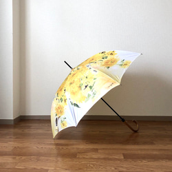 　雨に濡れない大きめサイズ  シティーオート　ひまわりと蜂の雨傘 1枚目の画像