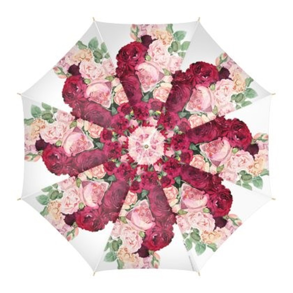 【受注生産】ガーデンローズ　ピンクと赤 の雨傘 1枚目の画像