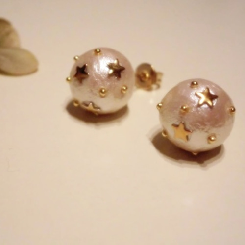 きらころコットンパールピアス＊5つ星 ピアス（スタッド・一粒 
