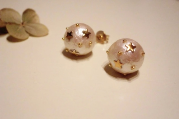 きらころコットンパールピアス＊5つ星 ピアス（スタッド・一粒 