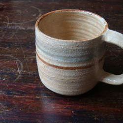 青茶ストライプ　マグカップ（大） 1枚目の画像