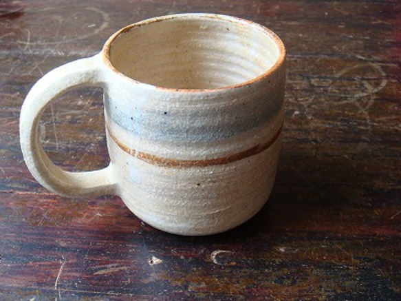 青茶ストライプ　マグカップ（大） 4枚目の画像
