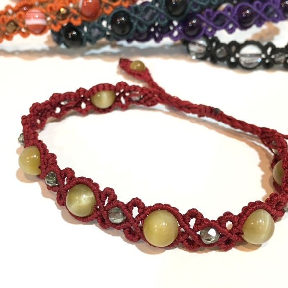 マクラメ編み　ブレスレット 100個セット ホワイトオニキス 天然石マクラメ編みブレスレット 誕生日プレゼント