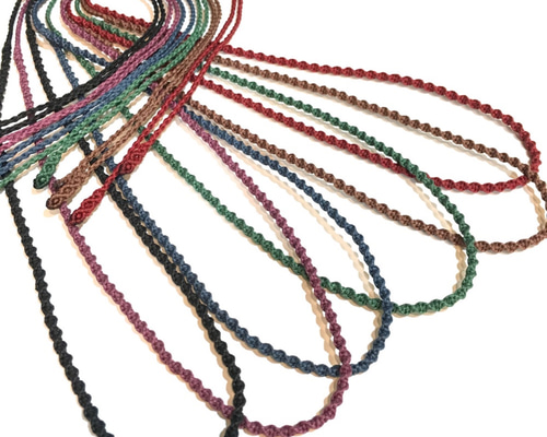 マクラメ編みネックレス紐【スパイラル】（全63色、受注生産で