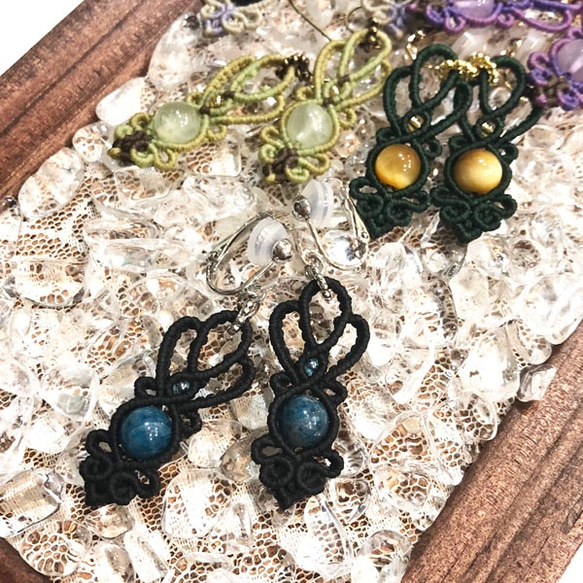 共生石‪❤︎マクラメ編みイヤリング◇1488◇アメジスト共生レース‬