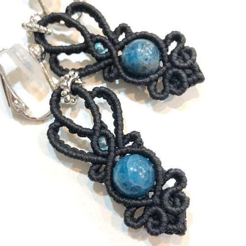 共生石‪❤︎マクラメ編みイヤリング◇1488◇アメジスト共生レース‬