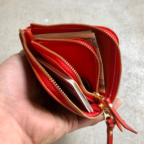 L型ジップミニウォレット/ダブルファスナー その他ミニ財布