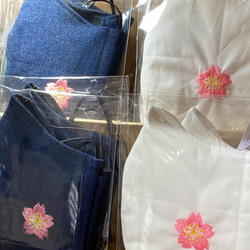 【桜ハンドメイド2021】桜　さくら　花　花柄　刺繍　立体マスク　子供～大人用【受注製作・送料無料】 2枚目の画像