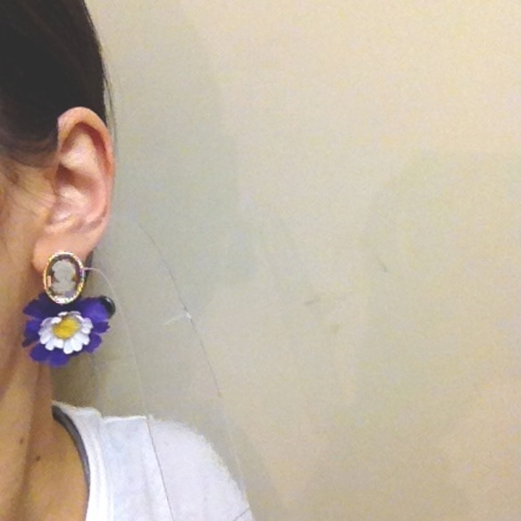 flower&cameo-earring♡ 4枚目の画像