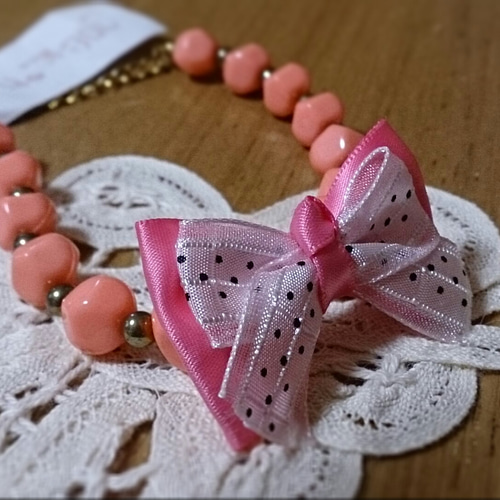 犬 ペット ネックレス リボン ピンク ペット服・アクセサリー goen 91