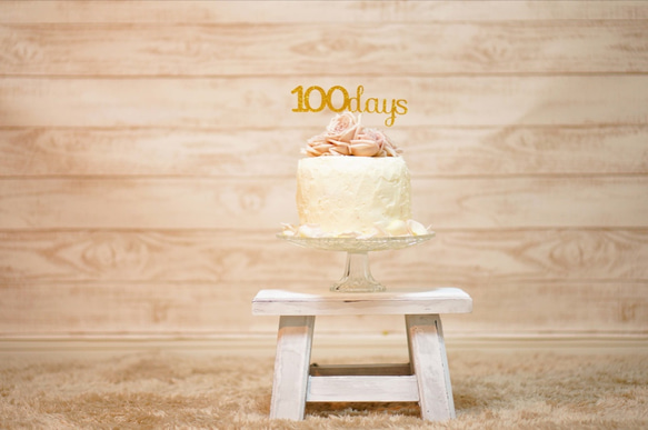 "100days" ケーキトッパー（グリッター） 2枚目の画像