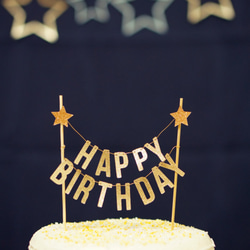 "HAPPY BIRTHDAY"　ケーキバンティング(ケーキ用ガーランド） 2枚目の画像