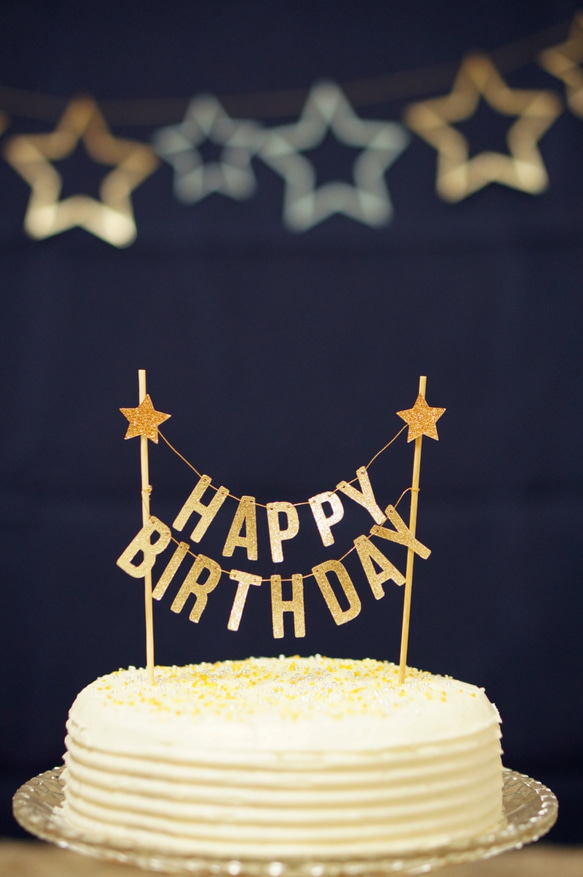 "HAPPY BIRTHDAY"　ケーキバンティング(ケーキ用ガーランド） 2枚目の画像