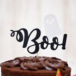 ハロウィン　”おばけ Boo!"　ケーキトッパー 2枚目の画像