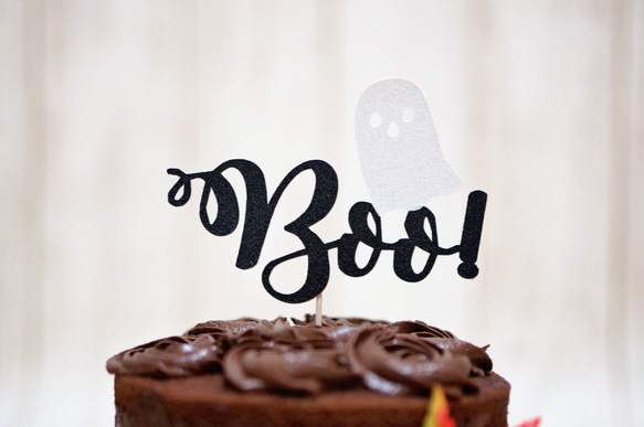 ハロウィン　”おばけ Boo!"　ケーキトッパー 2枚目の画像