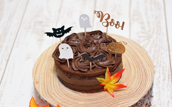 ハロウィン カップケーキ用トッパー（コウモリ・おばけ等） 2枚目の画像