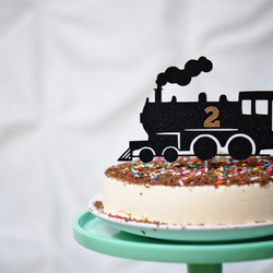 Steam Train Happy Birthday 汽車　ケーキトッパー1 2枚目の画像