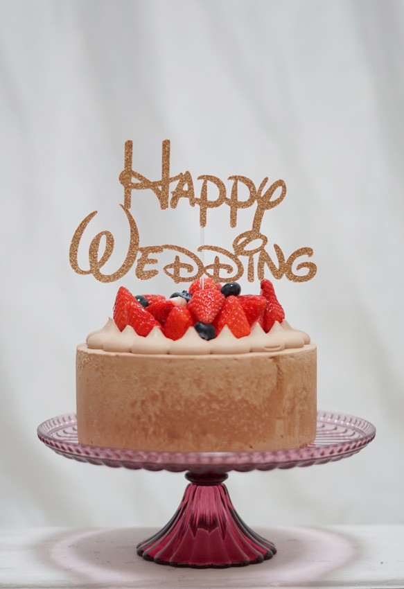 Happy Wedding  ウォルトスタイル　ケーキトッパー 2枚目の画像