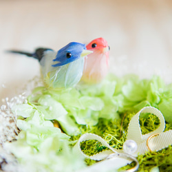小鳥の愛の巣＊プリザーブドフラワー【リングピロー】 3枚目の画像