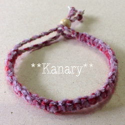 （日本直送）（日本製）（１点もの）ピンクのかわいいビーズのヘンプブレスレット 日本直送）（日本製）（1点もの）ピンクのかわいいビーズの