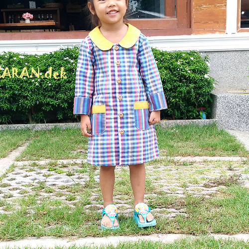 シャツワンピース・チェック・3歳～4歳キッズ女の子用・コットン100 