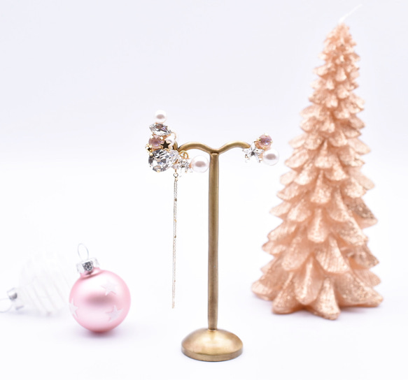 クリスマスコフレ 2colorイヤーカフ＆両耳ピアスor両耳イヤリング 5枚目の画像