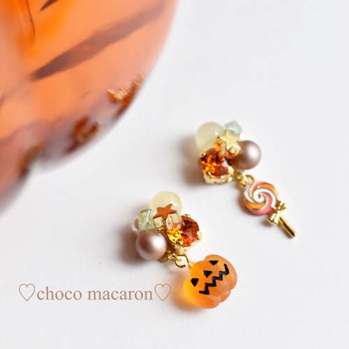 ロリポップとかぼちゃのハロウィンピアス/イヤリング ピアス（その他