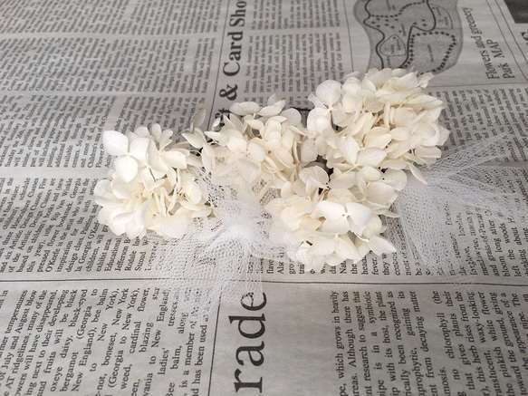 White hydrangea × tulle♡ヘッドパーツ 1枚目の画像