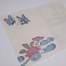 ウェディングレセプションカード　メニュー表　紅型蝶々 2枚目の画像