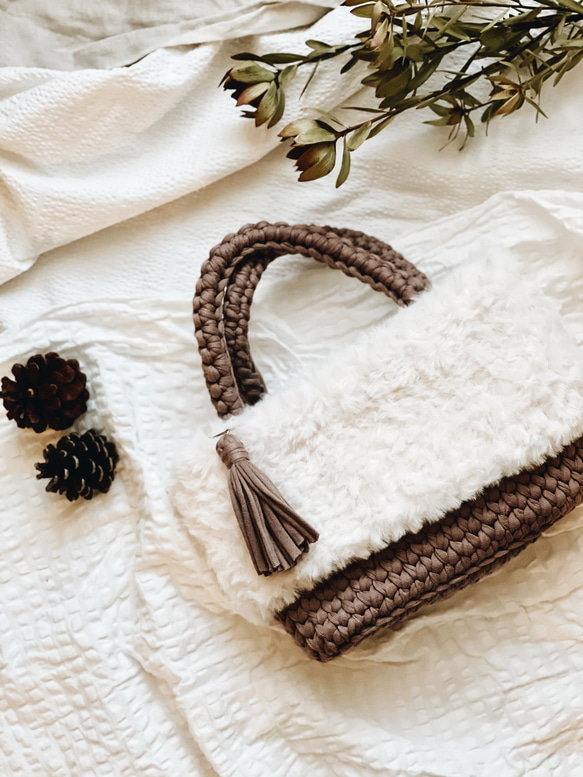 【No.44】キッズ用/ロシアヤーン/Tシャツヤーン/ショルダーバック ショルダーバッグ.Tシャツヤーン.ズパゲッティ ショルダーバッグ