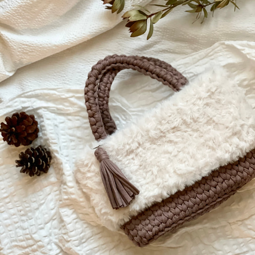 【No.44】キッズ用/ロシアヤーン/Tシャツヤーン/ショルダーバック sold out‼️ ショルダーバッグ キッズ Tシャツヤーン ズパゲッティ