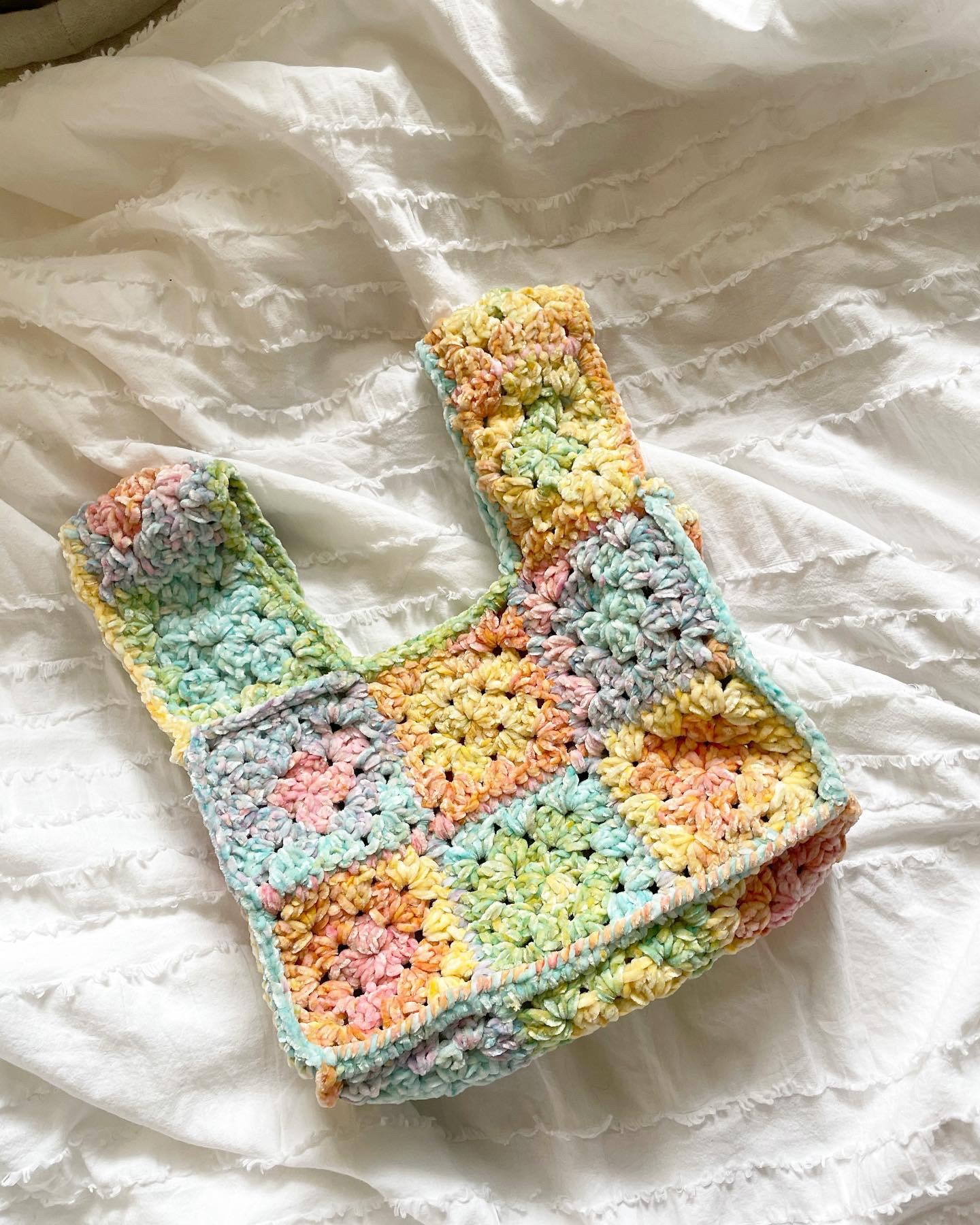 【マチあり】グラニースクエアBagーベルベットヤーンー