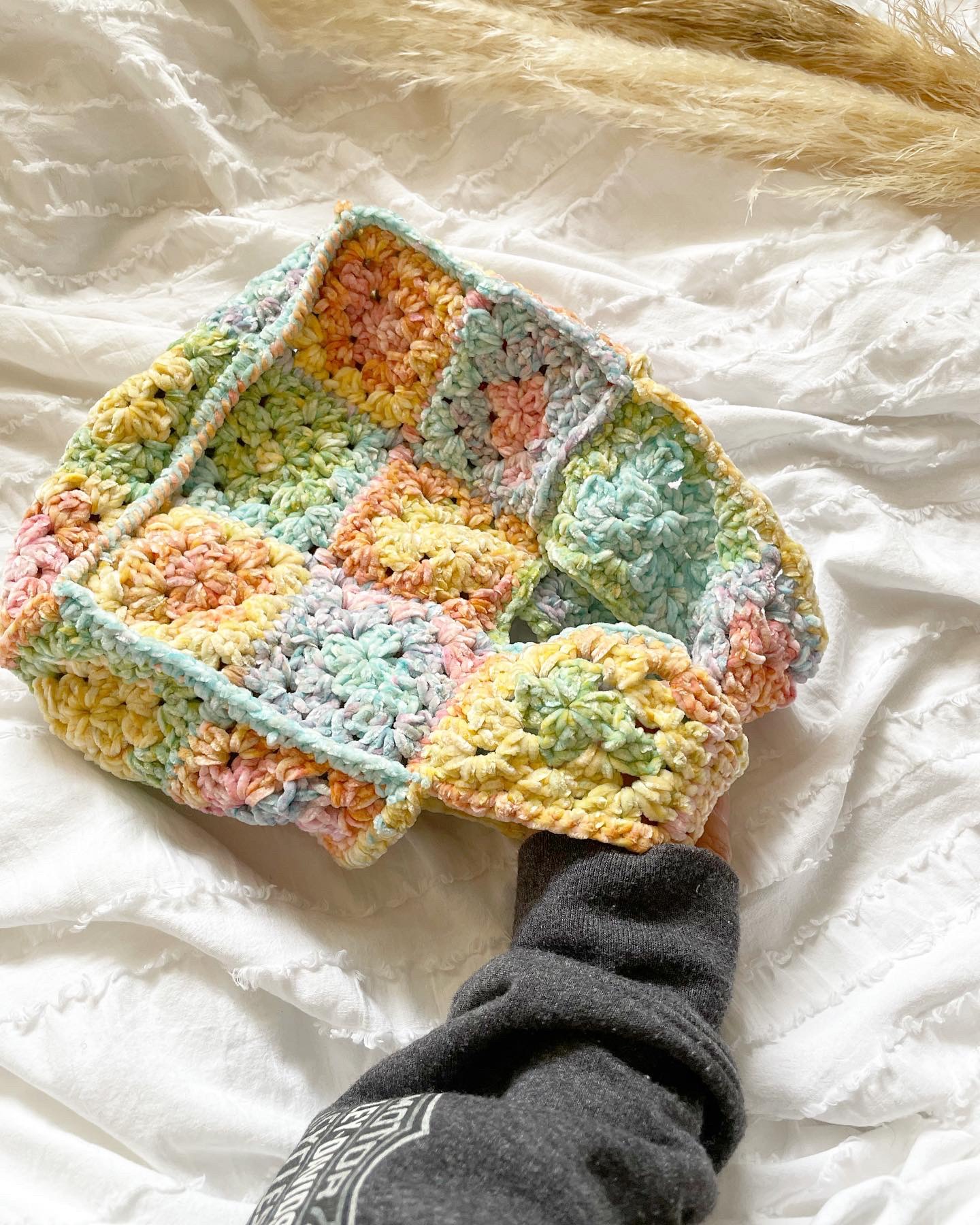 【マチあり】グラニースクエアBagーベルベットヤーンー