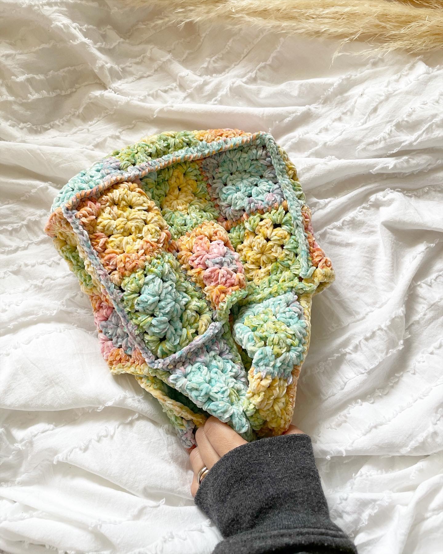 【マチあり】グラニースクエアBagーベルベットヤーンー