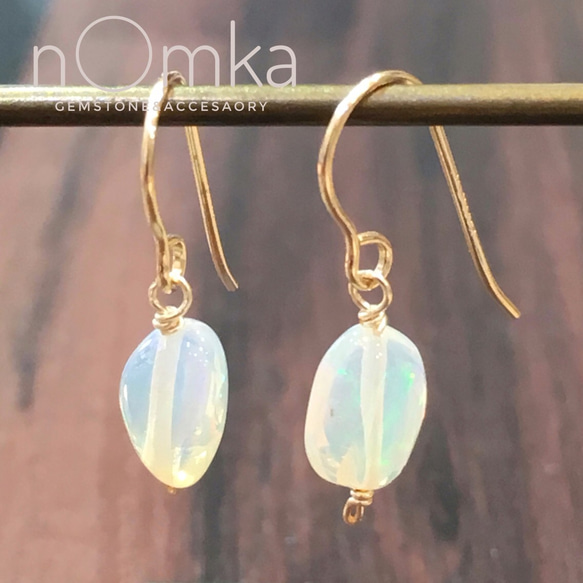 New!!】一粒プレシャスオパールのピアス(14kgf) ピアス（フック  