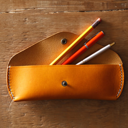 義大利製Liscio　皮革　手工縫製　筆袋　鉛筆盒 第3張的照片