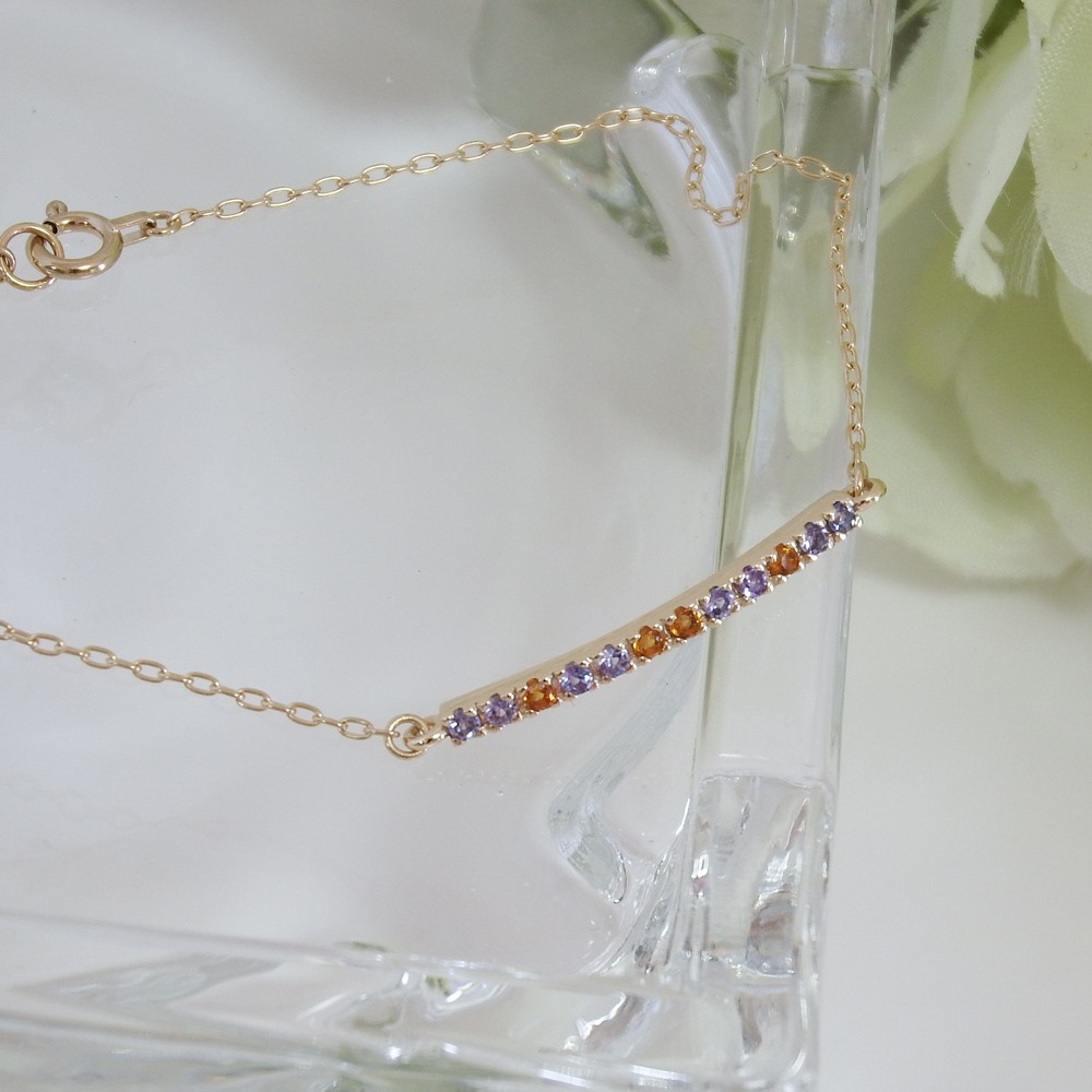 タンザナイトとシトリンのK10ゴールドブレスレット 現品限りの価格