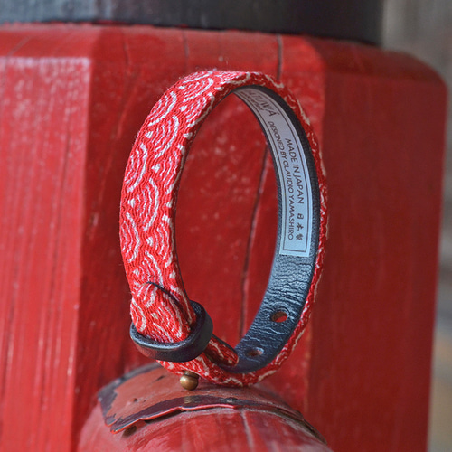 和風ブレスレット 青海波 赤 レザーブレスレット ブレスレット patuwa