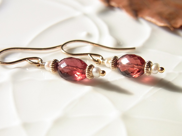 k14gf＊ガーネットのプチケーキピアス