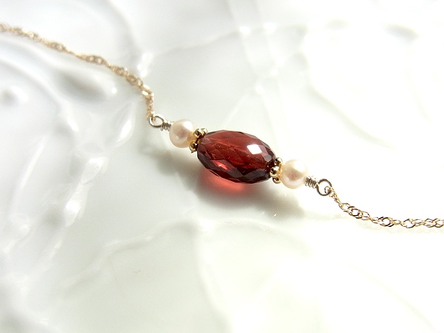 アウトレット＊K10製＊ガーネットのプチケーキブレスレット