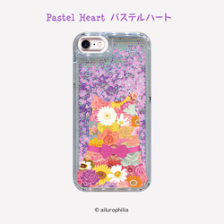 【猫・ピンクリボン☆花柄】iPhone用グリッターケース 4枚目の画像
