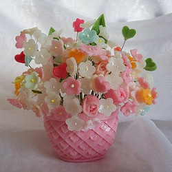 石鹸の可愛い花かごアレンジメント～ソープカービング/石鹸彫刻 6枚目の画像