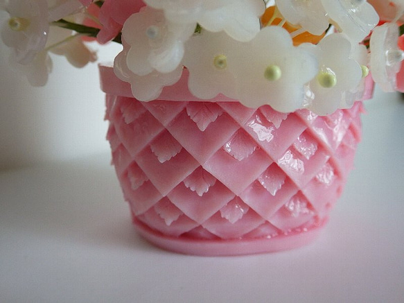 石鹸の可愛い花かごアレンジメント～ソープカービング/石鹸彫刻 4枚目の画像