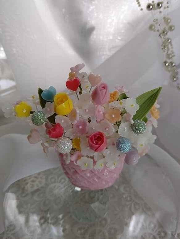 石鹸の可愛い花かごアレンジメント～ソープカービング/石鹸彫刻 7枚目の画像